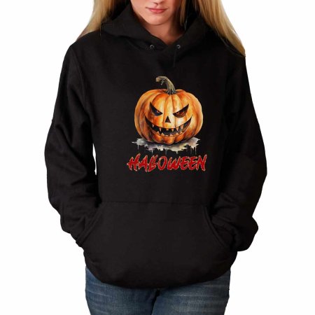 Halloween Hoodie mit gruseligen Kürbis Print